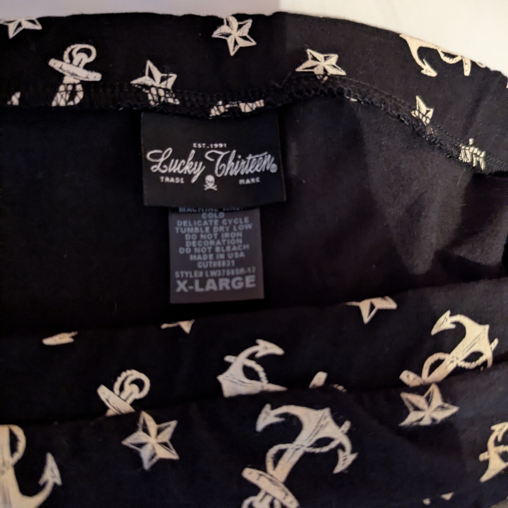 Lucky Thirteen Black Anchor Print Women's Tank Top - Picture 4 of 4